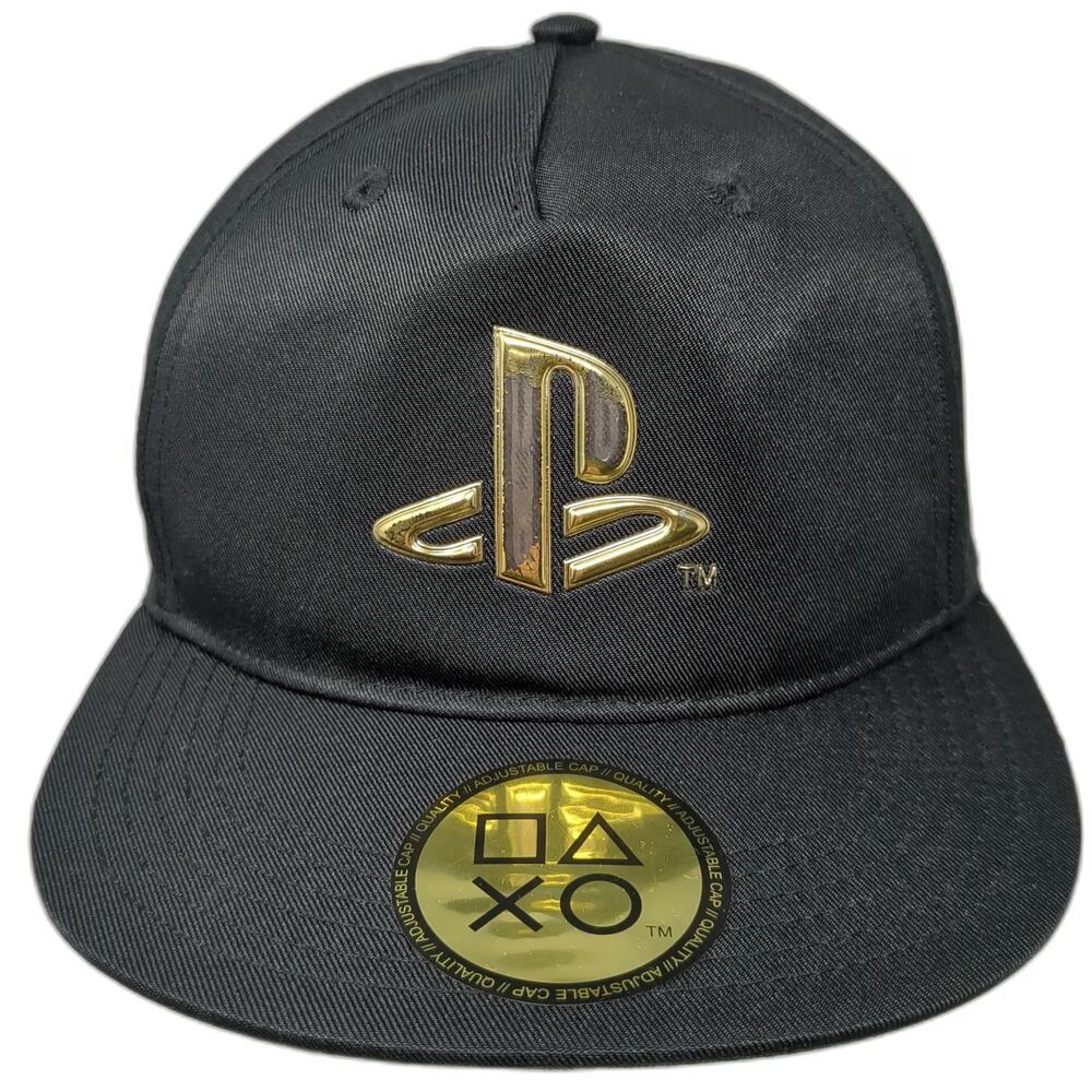 H&M 5 Panel Black One Size PlayStation Gold Logo Snapback Gaming Sony Hat
